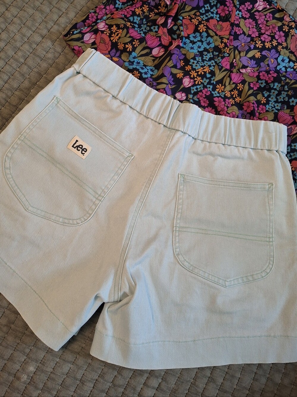 Lee Pastel Blue Elastic Waist Shorts